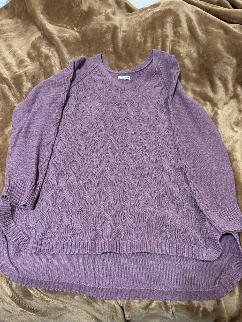 Sonoma Dusty Purple Cable-Knit Crewneck Sweater
